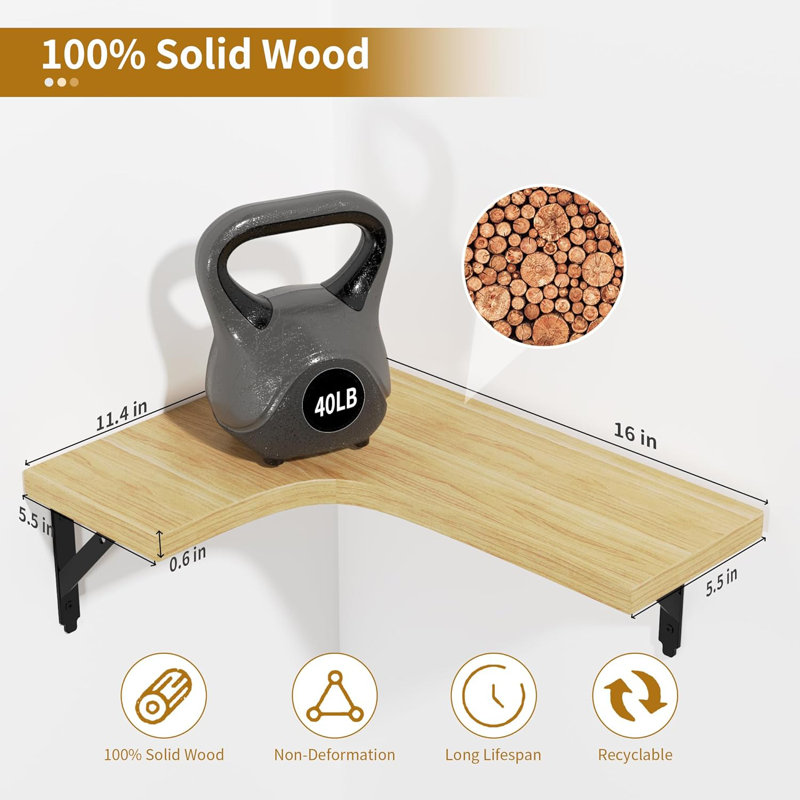 Ensemble de 4 tablettes d'angle flottantes naturelles