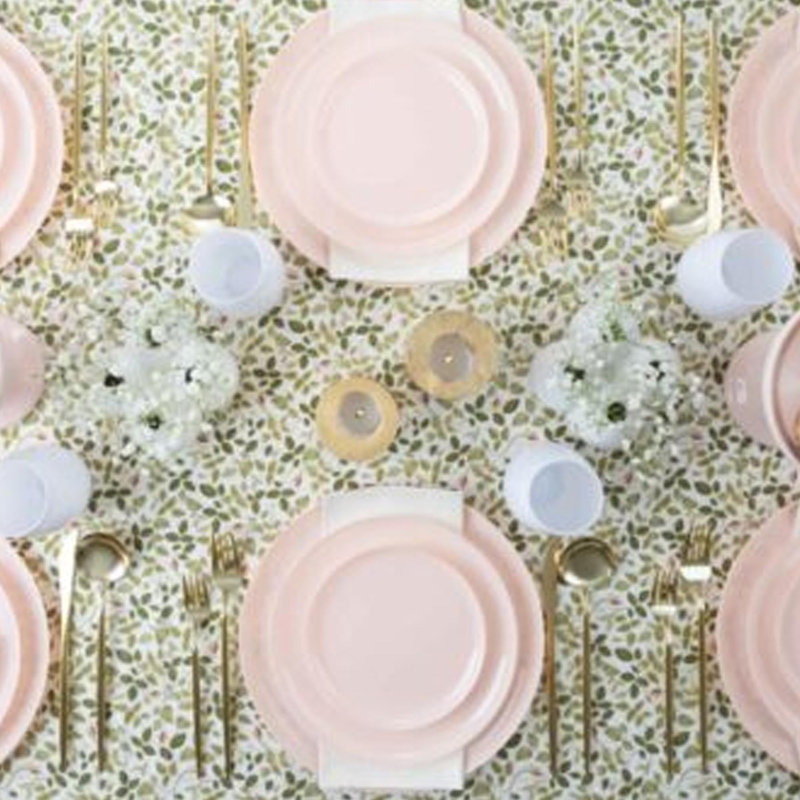 Assiettes en plastique rondes jetables Eco Collection Collection Edge pour 110 invités, L 10,6 po, Rose