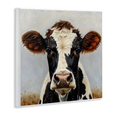  Stoic Cow Gaze Portrait Wall Plaque Art by LSR Design Studio