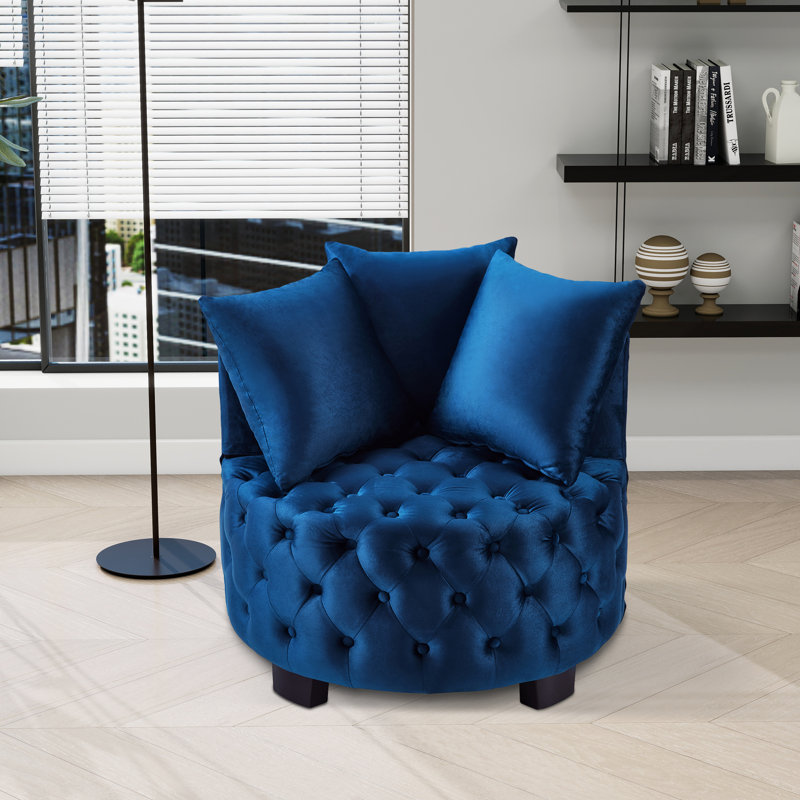 Chaise pivotante rembourrée et capitonnée, Marine