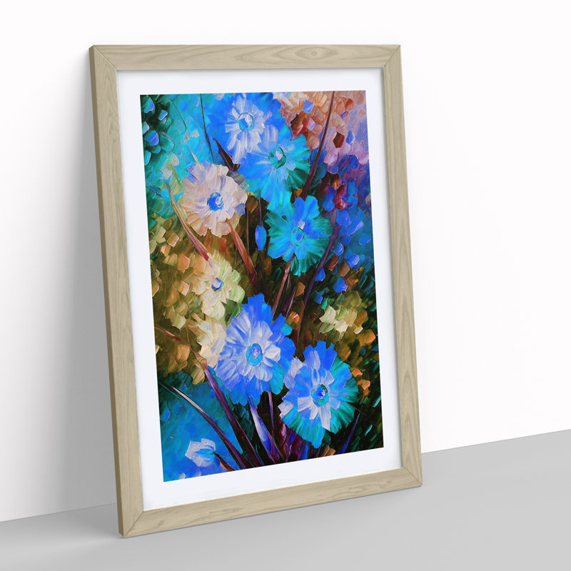 Bunch of Flowers No.1 - Wall Art, 36cm H x 27cm W x 2cm D, Oak Framed, White