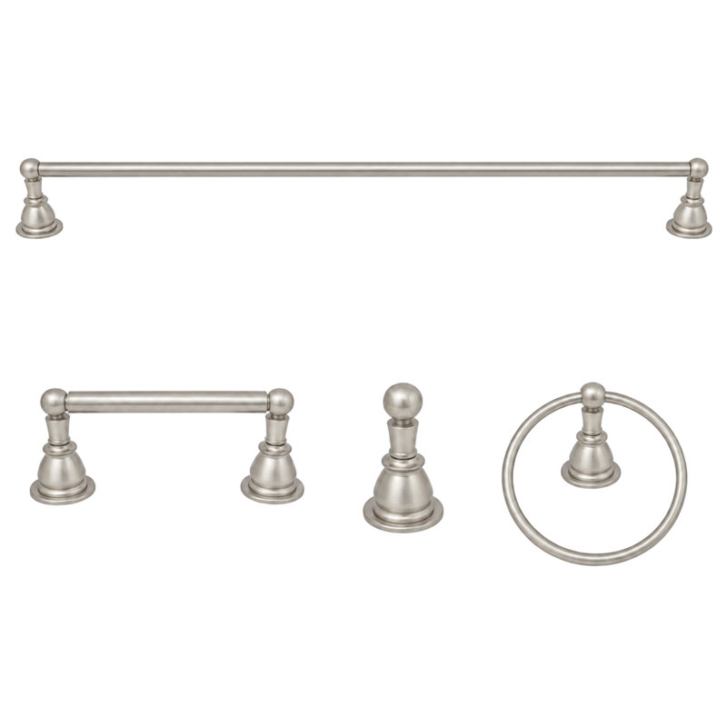 Rio Grande 4-Piece Bathroom Accessory Hardware Set P4BRIO18, Matte Nickel