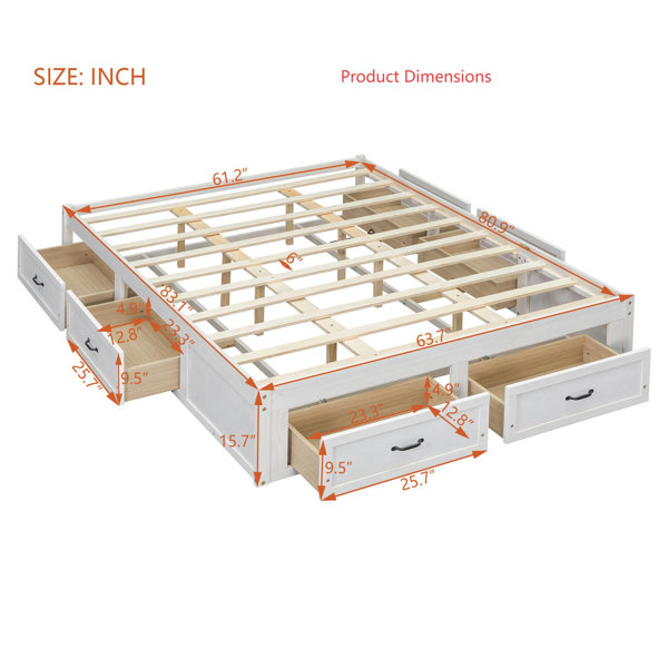 Lark Manor Platform Bed with 6 Storage Drawers - Finish, Minimalist ...