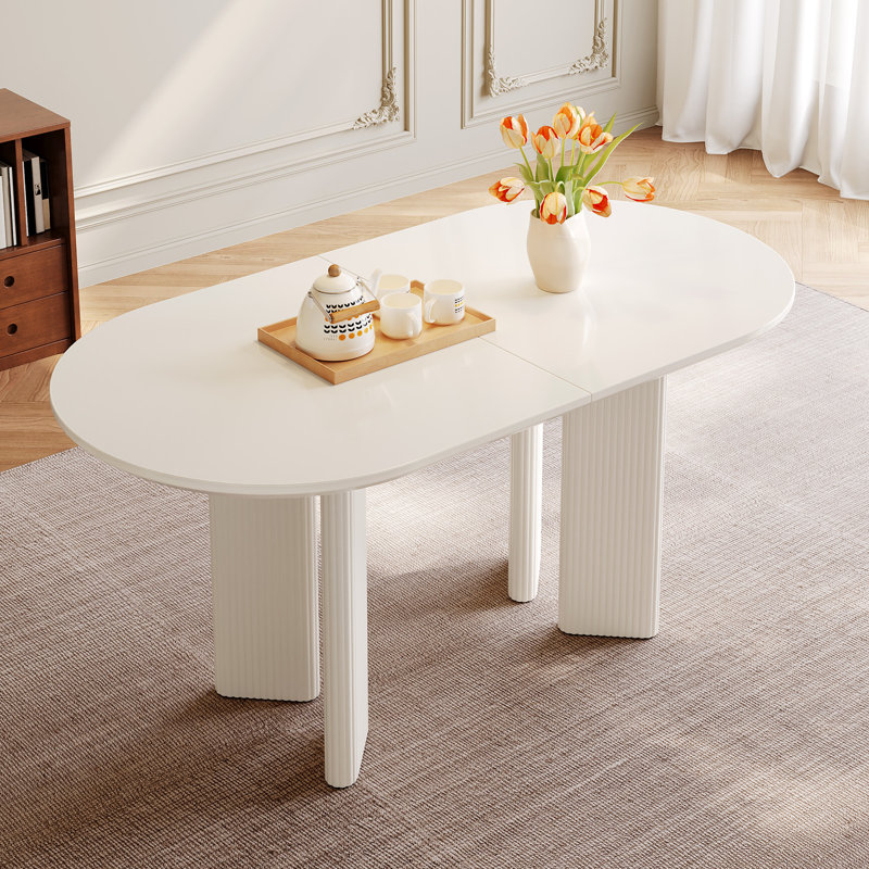 55" Oval Dining Table, White, Small Dining Room