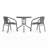 28'' Round Metal Table with Rattan Edging and 2 Rattan Stack Chairs-374904534