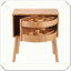 Table de chevet pivotante à compartiments cachés et pieds en rotin de style Mid-Century