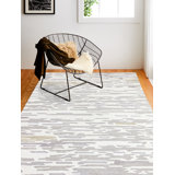 Govany Abstract Handmade Tufted Wool Grey/White Area Rug