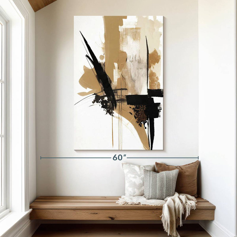 Avery Beige lignes chaotiques III, H 51 po x l 34 po
