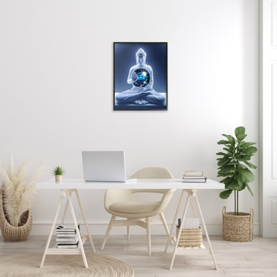 Bouddha avec boule disco, estampe numérique encadrée par Ziwei Li