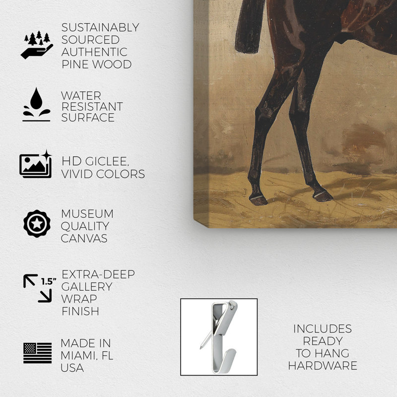 Brauner Im Stall Farm Animals par Emil Volkers - sur toile, H 36 po x l 45 po, Toile tendue