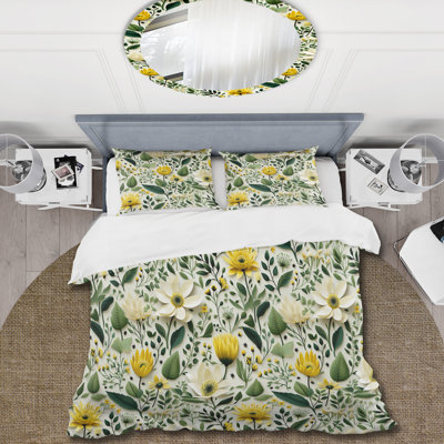 Meadow Greenery Botanical Green Duvet Cover