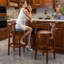 Tabouret de bar pivotant en bois avec dessus en cuir-100699276-100699277