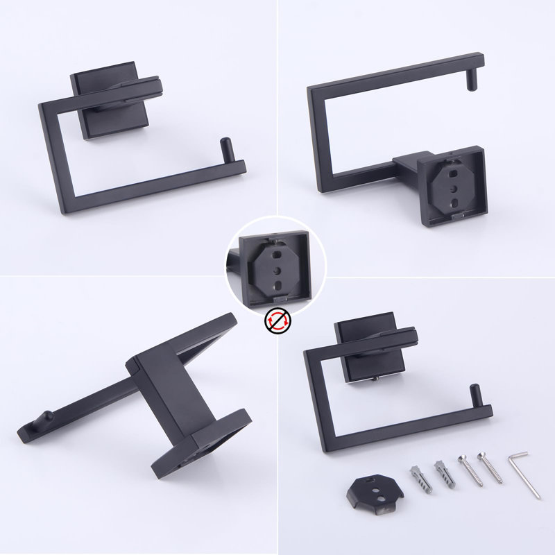Porte-papier hygiénique en acier inoxydable - fixation murale antirouille SUS 304, Noir mat