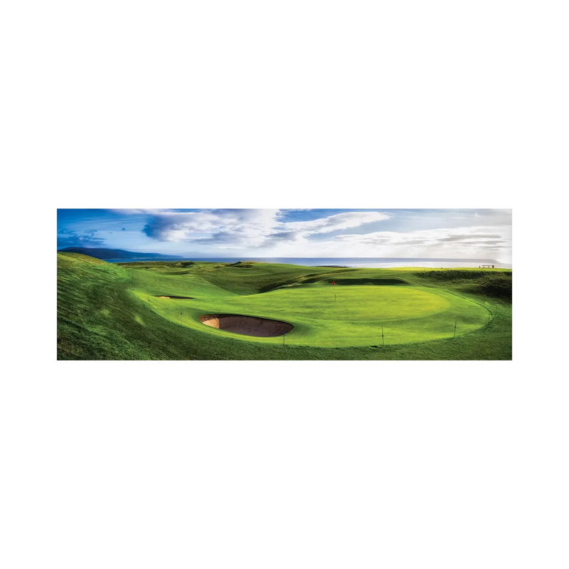 18th Green At Brora Golf Club, Moray Firth, Brora, Scotland - Wrapped Canvas Panoramic Print