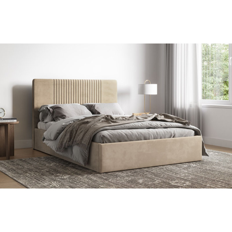Upholstered Velvet Lift Up Storage Bed