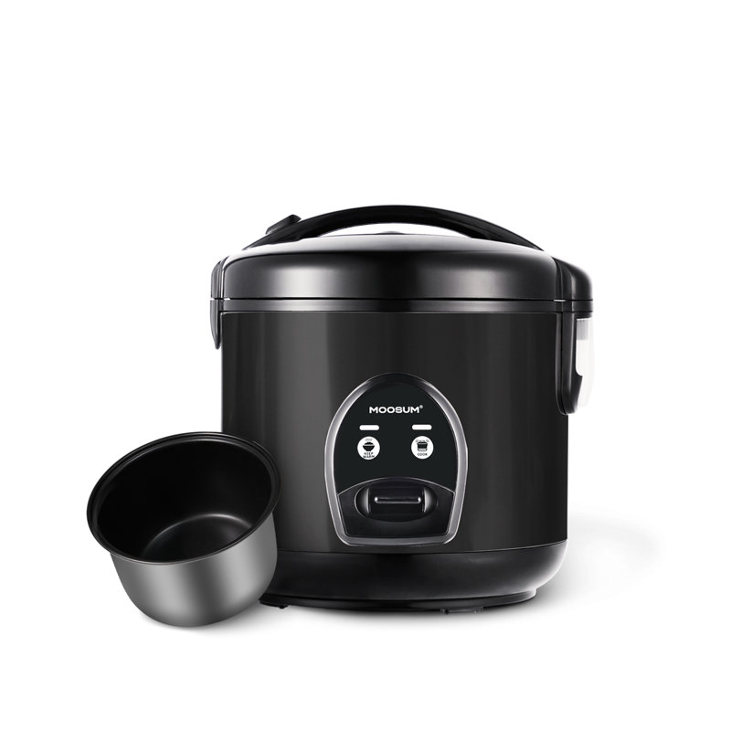 Electric Rice Cooker with One Touch for Asian Japanese Sushi Rice, 5-cup Uncooked/10-cup Cooked, Black