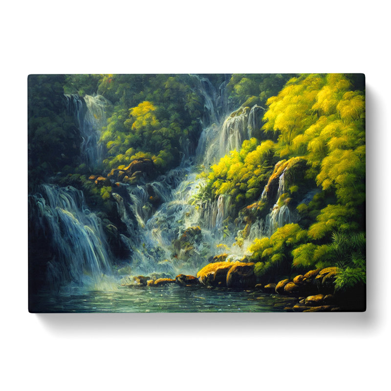 Ethereal Waterfall - Wrapped Canvas Painting, 35cm H x 50cm W x 3cm D