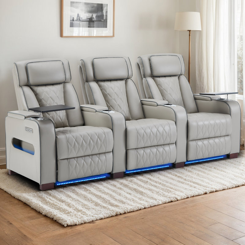 3-seater Power Reclining Sofa With Adjustable Headrests, Faux Leather Recliner Couch With Usb & Type-c Charging, Cup Holders, And Storage – Black Leather Sofa