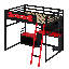 Lit mezzanine en bois avec bureau-1746373085