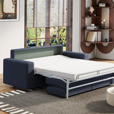 Canapé-lit escamotable, canapé-lit double, canapé convertible 2 en 1 avec matelas en mousse à mémoire de forme, canapé-lit pour salon, appartement de bureau et petit espace (bleu)