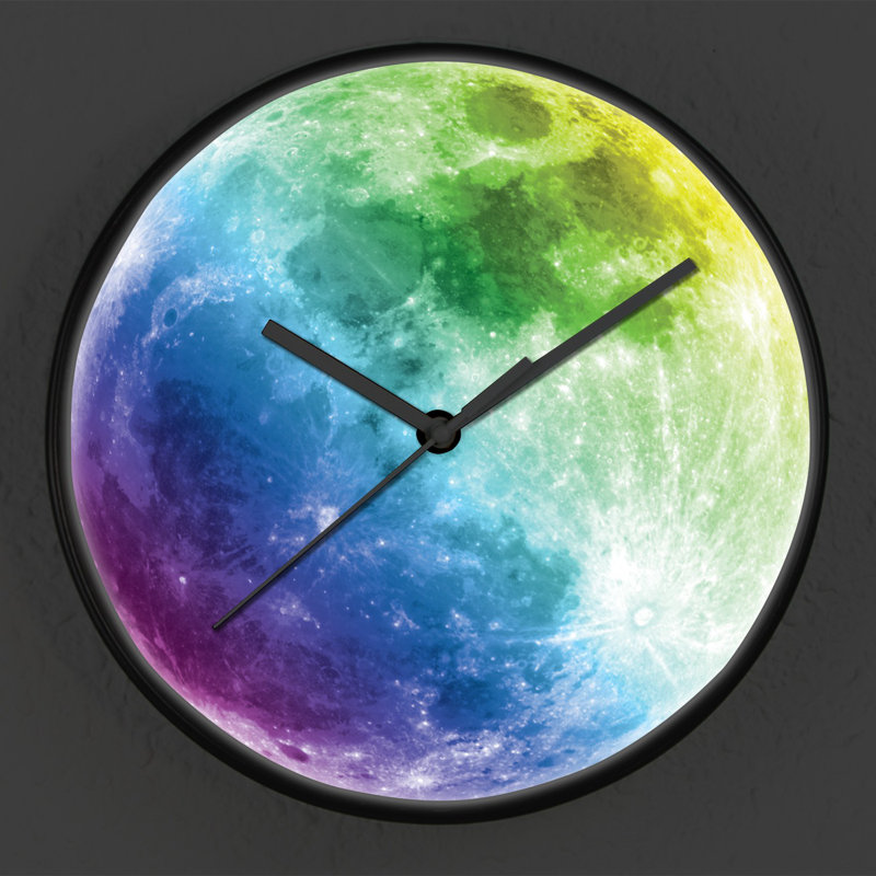 Ambrosia Glow in Dark Colorful Moon Kids Wall Clock - 25 cm / 9.8 in, Blue