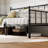 14" Sturdy Metal Day Bed With Steel Slat Support, Twin Sofabed，Black-408506951