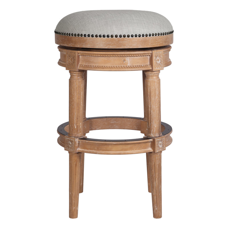 Mehar Swivel Backless Bar & Counter Stool, Weathered Natural, 1, Bar Stool (31'' Seat Height)
