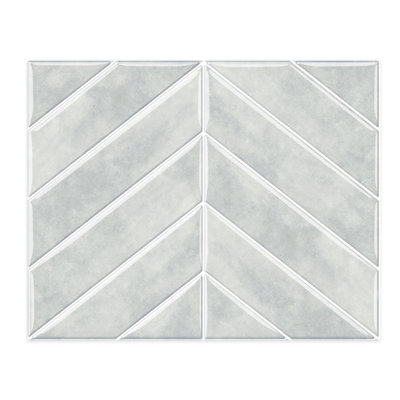 9.05" × 11.41" Viby Pink Glossy Herringbone Peel and Stick Backsplash Tile, Waterproof Self-Adhesive PVC Wall Tile for Kitchen & Bathroom, 2 mm Thick, Covers 7.71 sq. ft.