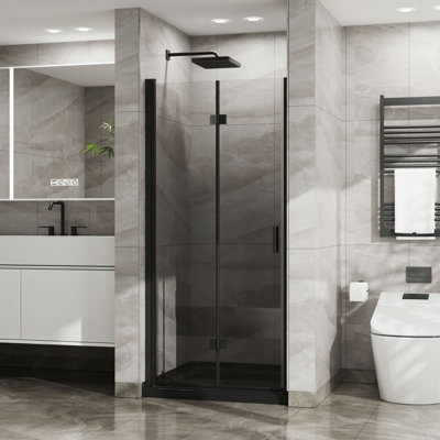 36"X 72" Frameless Glass Shower Door Bifold 1/4 Inch Tempered Clear Glass Pivot Swing Shower Panel, Foldable