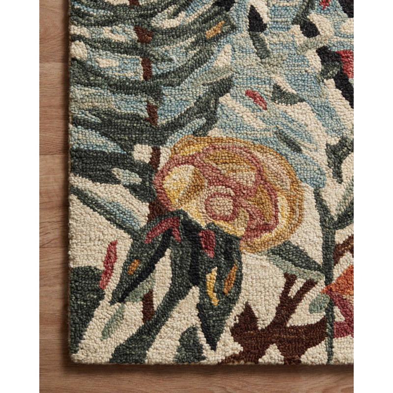 Tapis en laine crocheté à la main Occhipinti - noir / rouge, Rond 5 pi