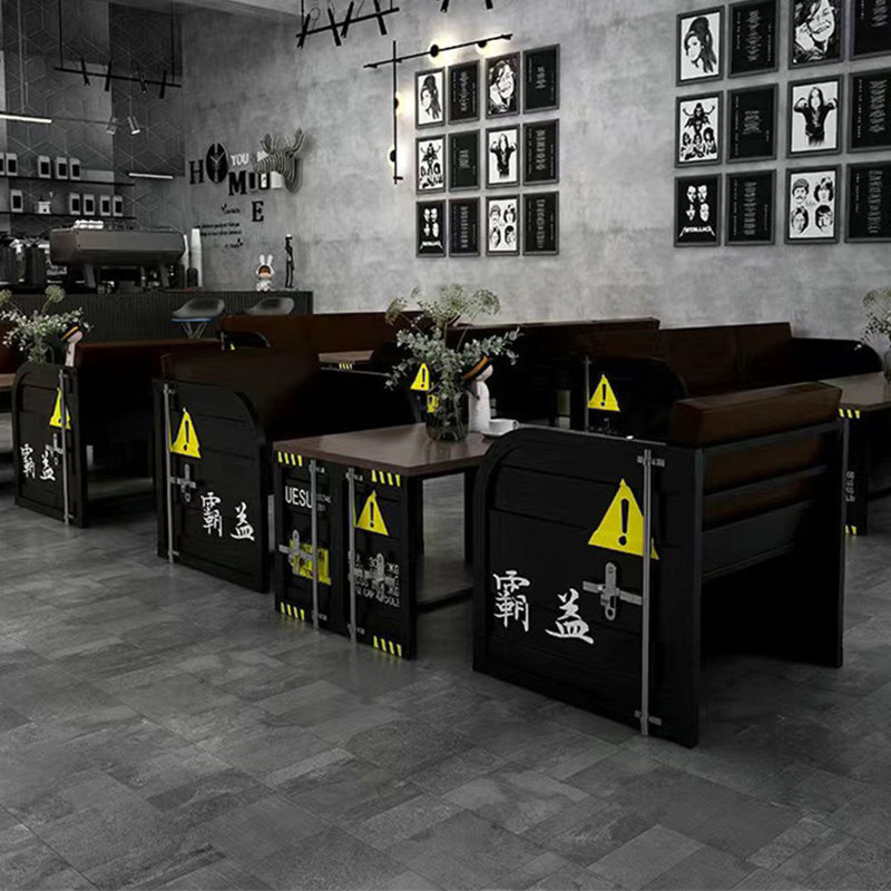 Ivonna 2 - Person Trestle Dining Set, Black, Black/Brown