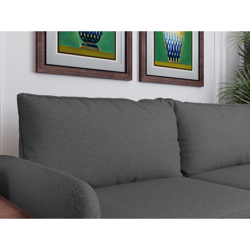 69.5' Round Arm Contemporary Style Sofa, Dark Gray