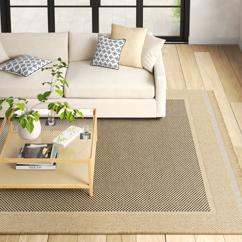 Adalina Machine Woven Polypropylene Area Rug in Brown/Tan, Rectangle 5'3" x 7'