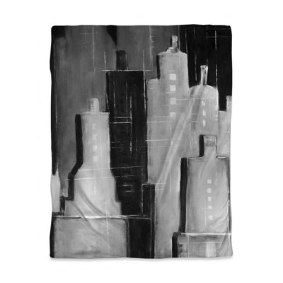 White Bedroom Industrial Duvet Cover | Abstract Cityscape Design