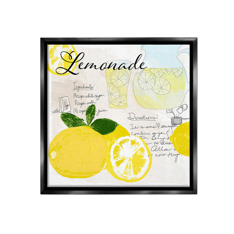 «Summer Lemonade Recipe» par Daniela Santiago sur toile, Cadre flottant noir de jais, H 25 po x l 25 po