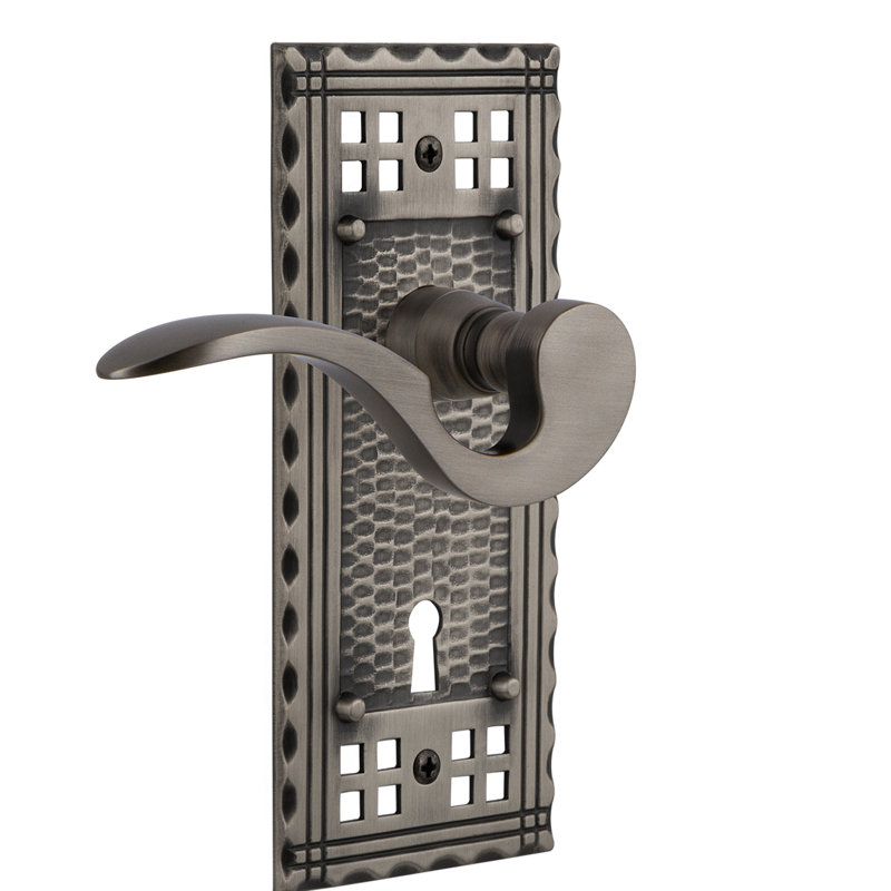 Craftsman Plate Double Dummy with Decorative Keyhole and Manor Lever, Antique Pewter