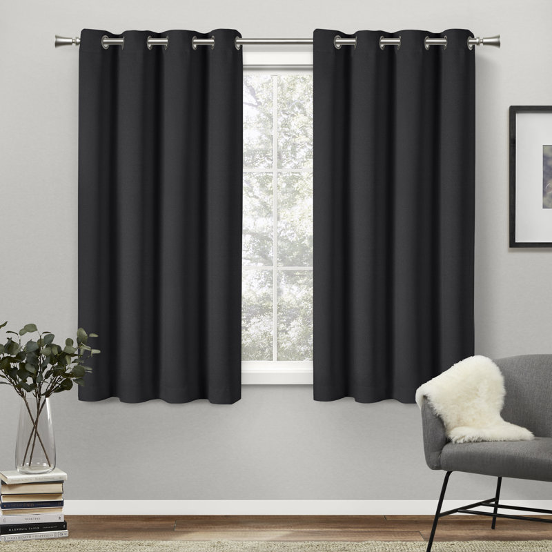 Mcmanus Room Darkening Thermal Grommet Curtain Panels, 52" W x 63" L, Black