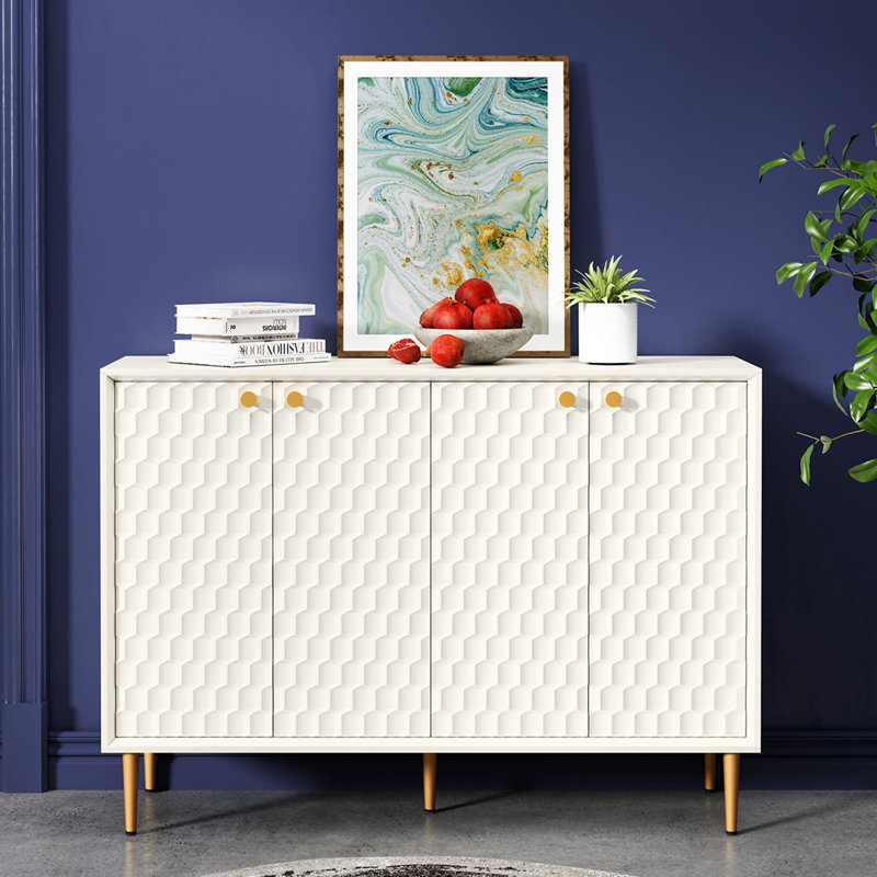 Buffet 4 portes avec pieds en métal doré