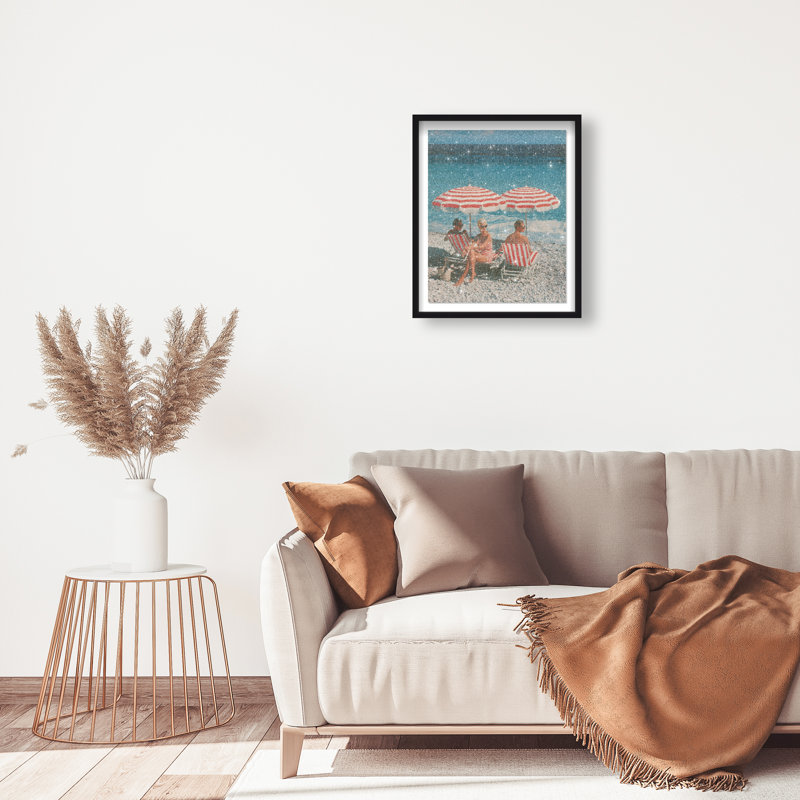 Retro Beach Bliss III Shadowbox Landscape & Nature Print by Oliver Gal, Black Frame, 16 x 20, 37.5"H x 46.5"W