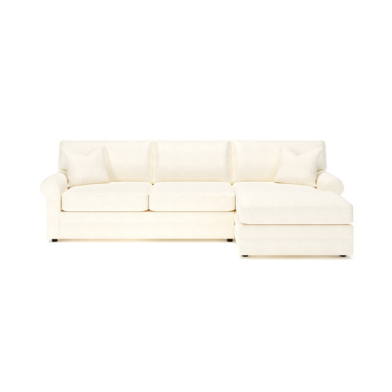 Charlie 2-Piece Sofa With Chaise Sectional, Cruise Adrift, Conversation Pearl