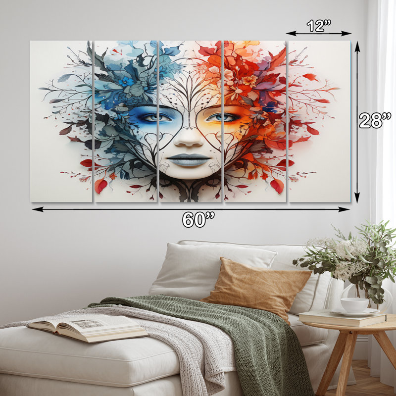 Ensemble de 5 décorations murales 5 fleurs