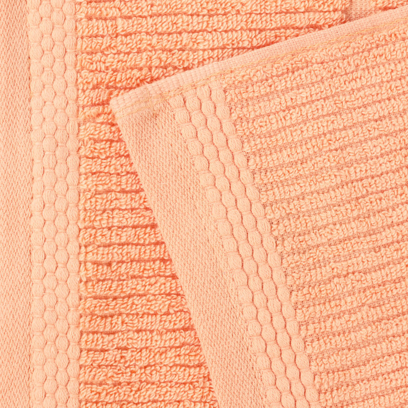 Milo Smart Twist Viscose Cotton Blend Medium Weight Quick Dry Solid Ribbed Bath Towels, Peach, Bath Towels - 2 Pack