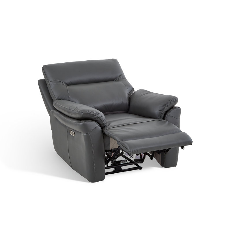 99cm Wide Leather Match Standard Recliner, Leather Match - Grey