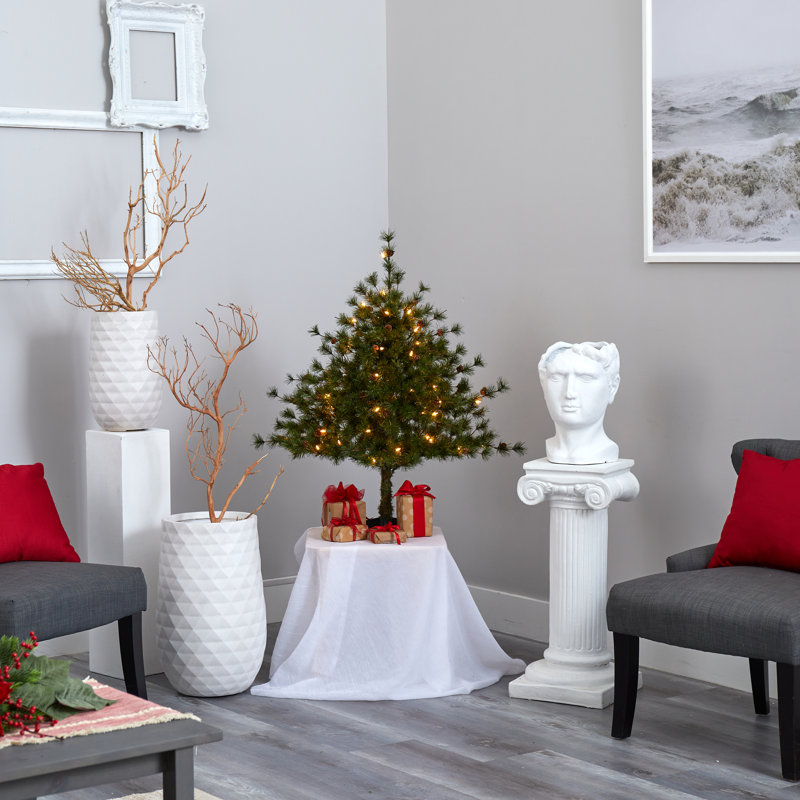Lighted Artificial Christmas Tree, 3' H