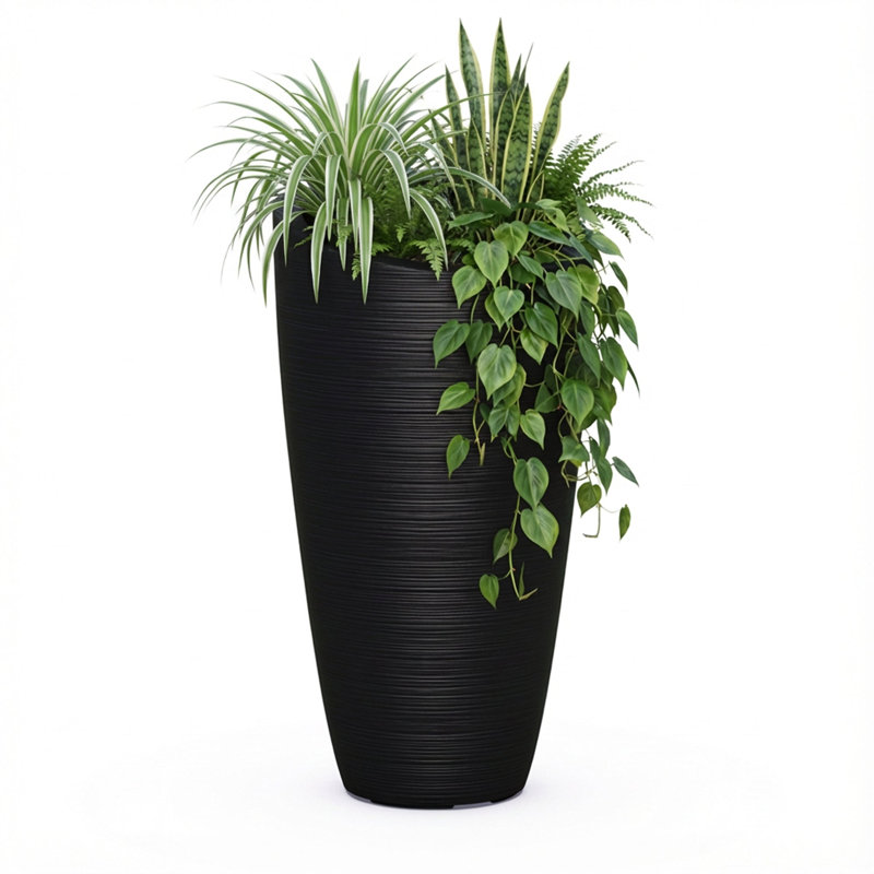 Jardinière en plastique Marazzi, Noir, H 42 po x l 22 po x P 22 po