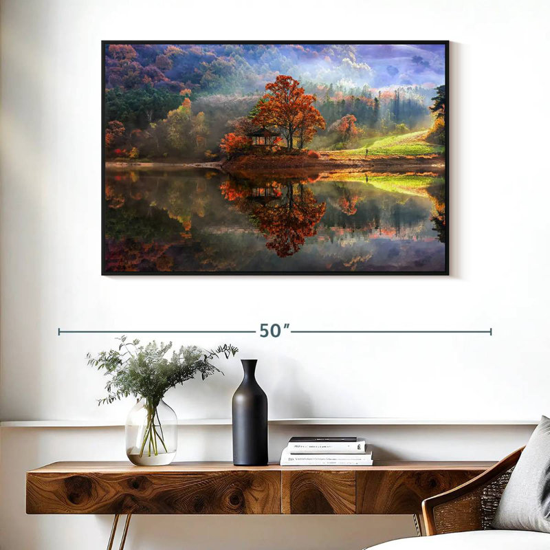 Lac enchanté, Cadre flottant noir, 40 po x 27 po