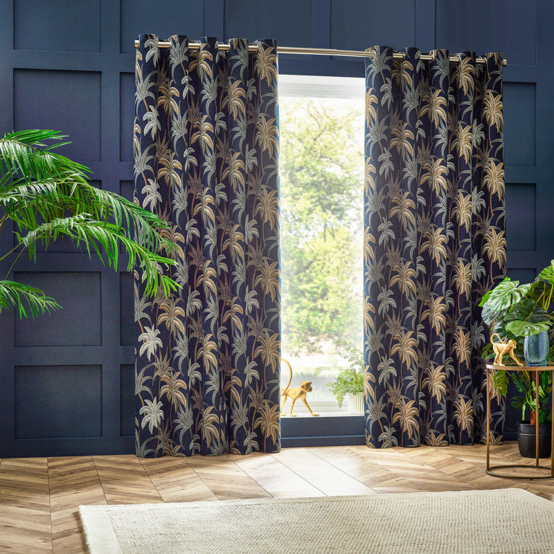 Galapagos Room Darkening Curtain Pair, Blue, 229 W x 183 D cm