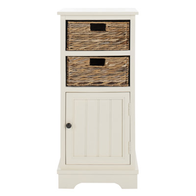Rustic Painswick Farmhouse Accent Cabinet –Modern Pine Wood with Wicker Baskets & Functional Storage