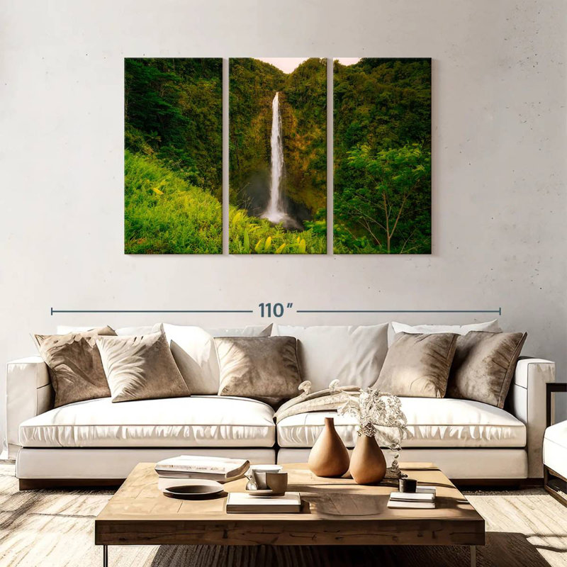 Paysage d'une cascade d'Alvord Akaka, H 48 po x l 74 po