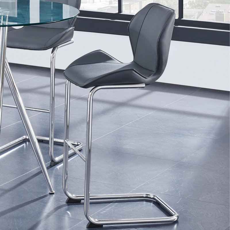 4 tabourets de bar de salle à manger, sièges baquets, repose-pieds en métal et design moderne et ergonomique, Gris